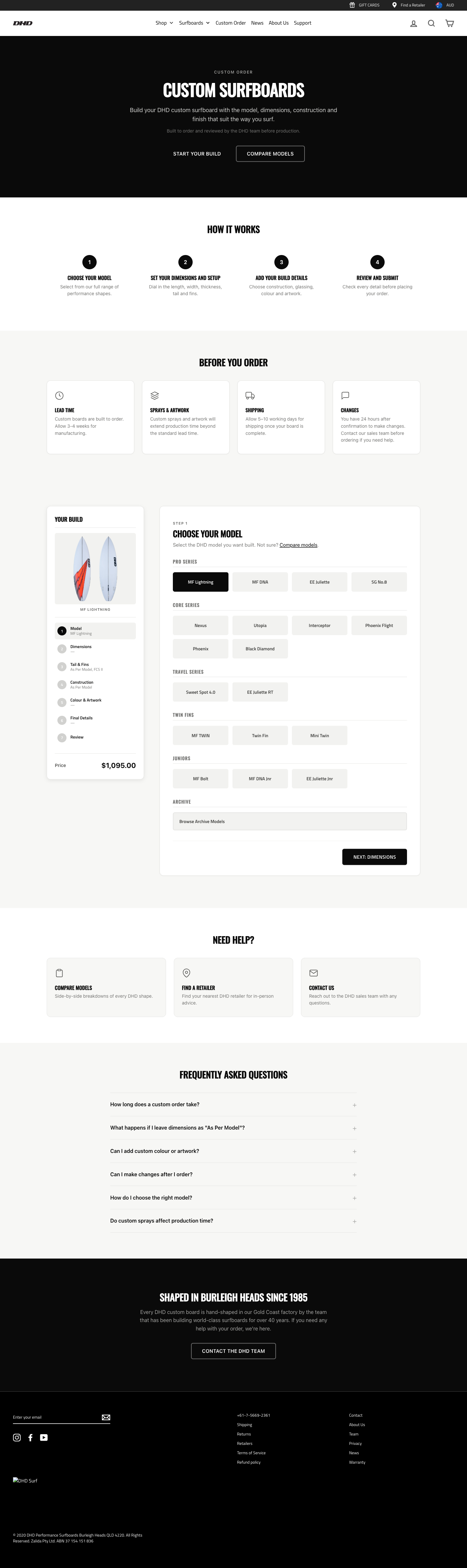 DHD Surf custom order configurateur